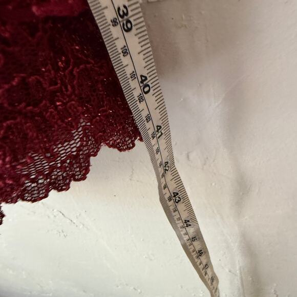 Y2K Betsey Johnson Red Lace Slip Dress XS Ruffle Hem Vamp Romantic Goth Dress - Picture 10 of 11